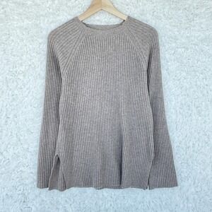 NAP Take a Nap 100%‎ Cashmere Soft Ribbed Knit Crew Neck Sweater XS Beige *READ
